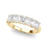 18K Yellow Gold Emerald Diamond Wedding Ring