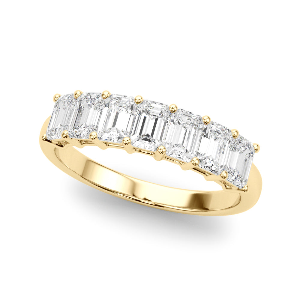 14K Yellow Gold Emerald Diamond Wedding Ring