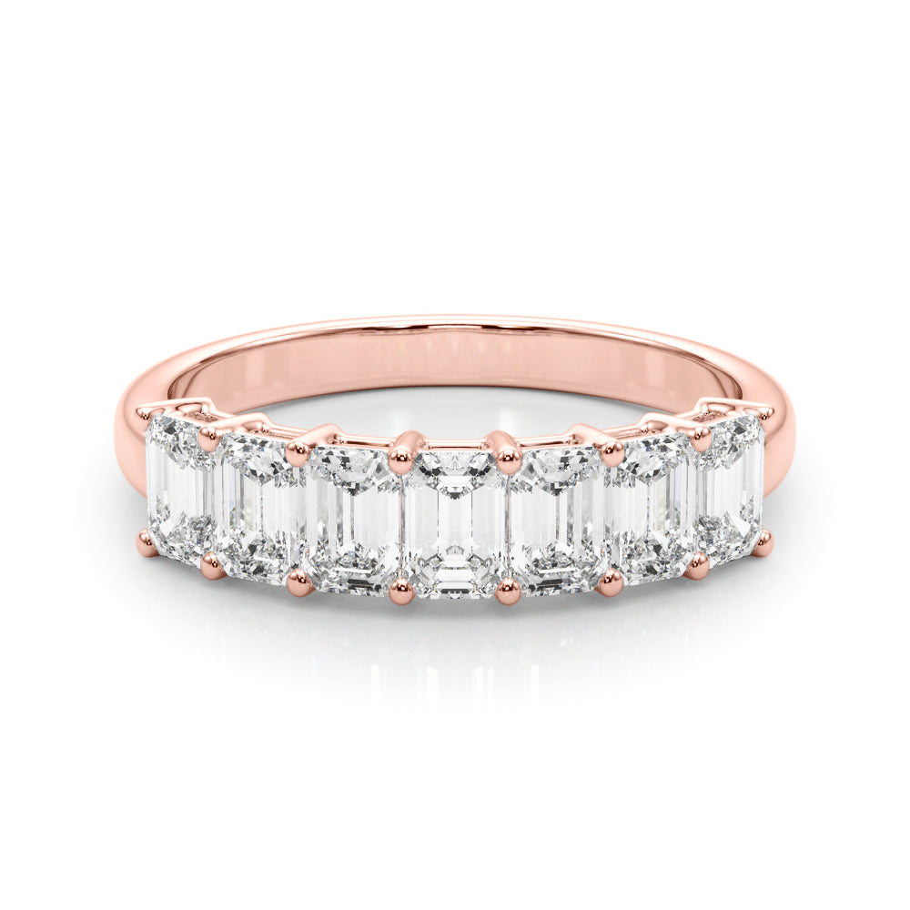 18K Rose Gold Emerald Diamond Wedding Ring