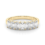 18K Yellow Gold Emerald Diamond Wedding Ring