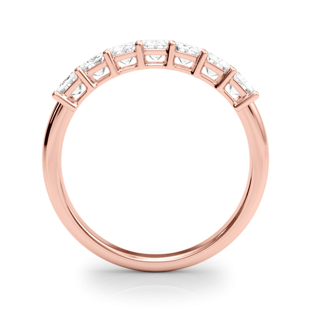 18K Rose Gold Emerald Diamond Wedding Ring
