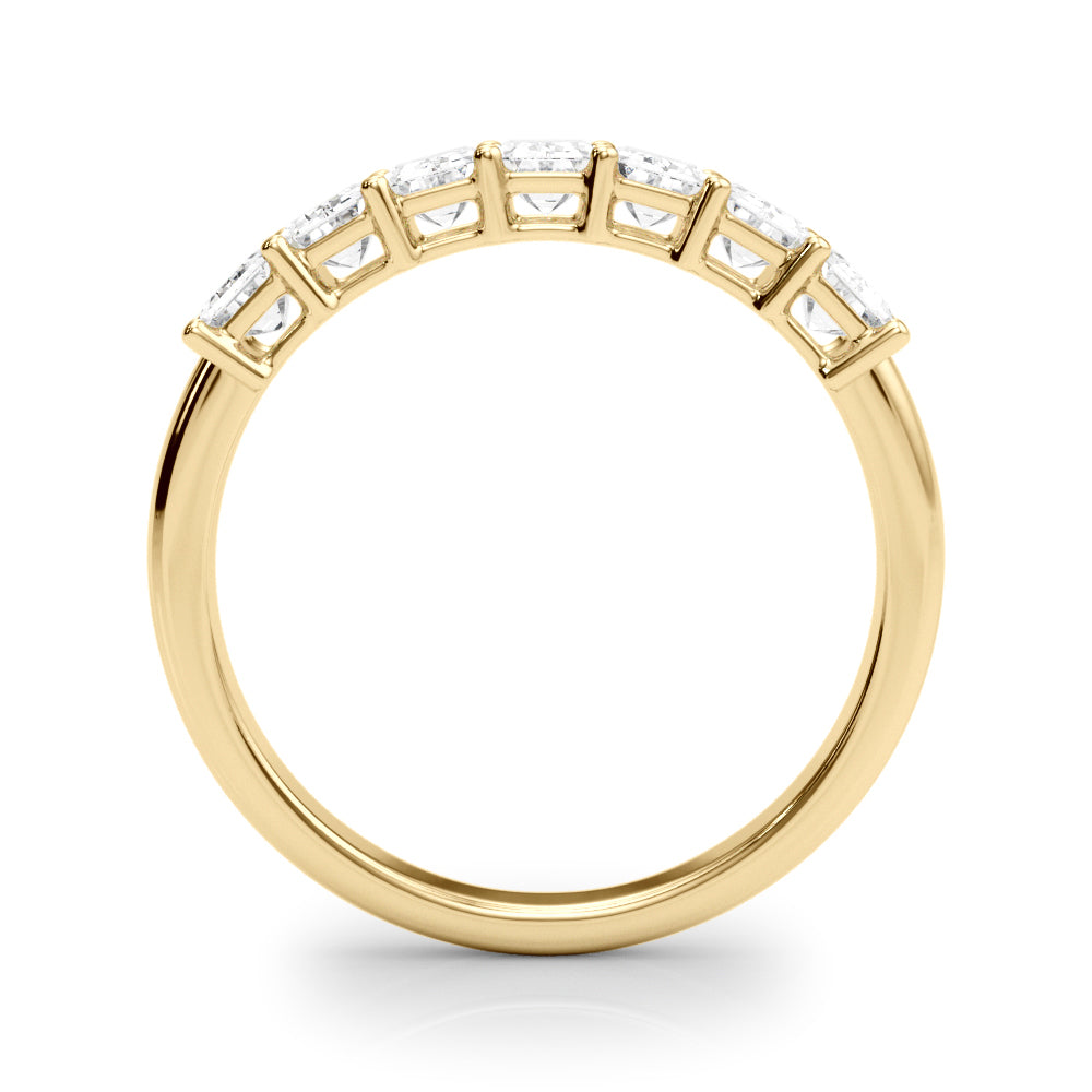 18K Yellow Gold Emerald Diamond Wedding Ring