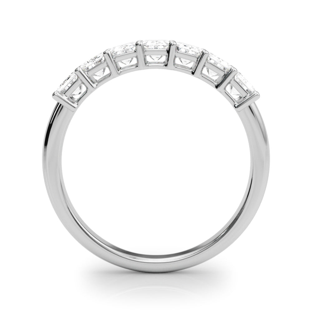 18K White Gold Multi-Diamond Emerald Wedding Band