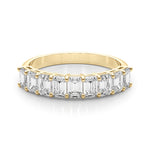 14K Yellow Gold Emerald Diamond Wedding Band