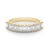 14K Yellow Gold Emerald Diamond Wedding Band