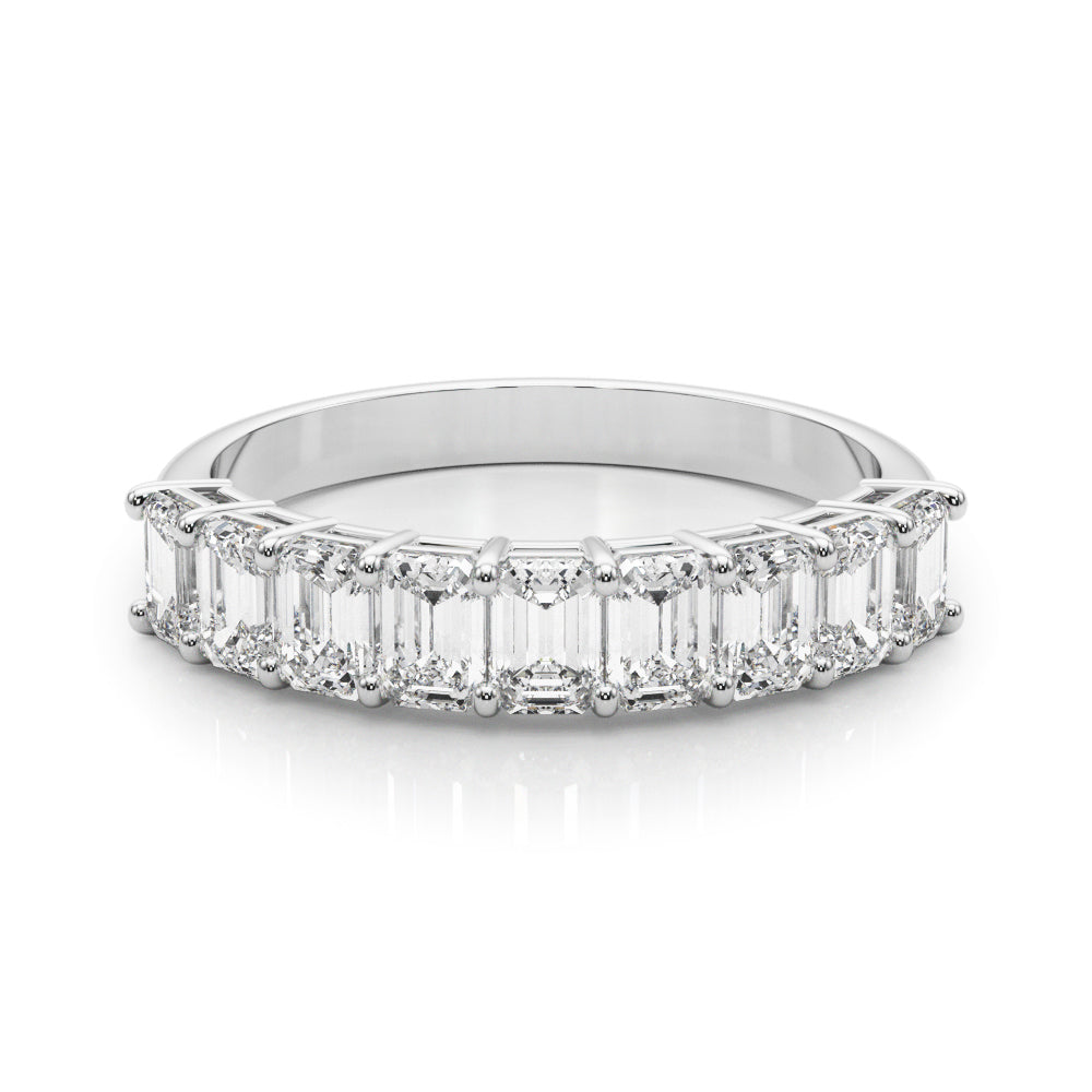Multi-Diamond Emerald Cut Wedding Ring