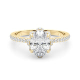 14K Yellow Gold Diamond Oval Engagement Ring