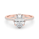 14K Rose Gold Diamond Oval Engagement Ring