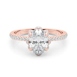 14K Rose Gold Diamond Oval Engagement Ring
