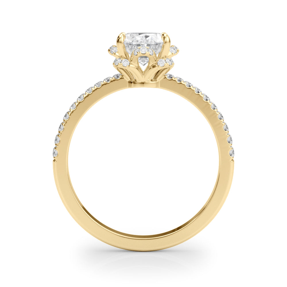 14K Yellow Gold Diamond Oval Engagement Ring