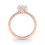 14K Rose Gold Oval Diamond Halo Engagement Ring