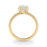 18K Yellow Gold Oval Diamond Engagement Ring with Halo