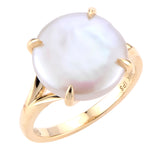 14KT Yellow Gold Freshwater Coin Pearl Ring