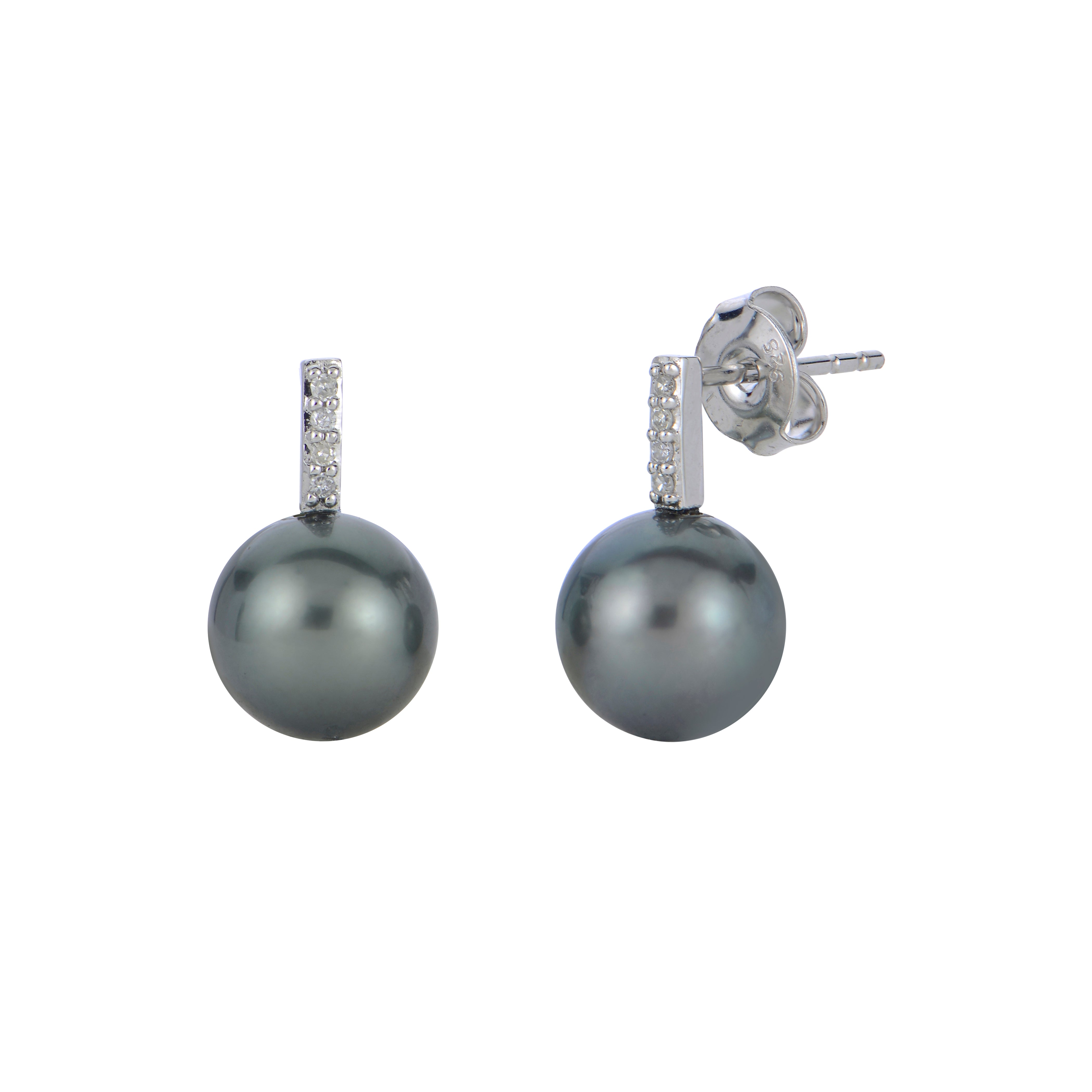 14KT White Gold Tahitian Pearl Earring