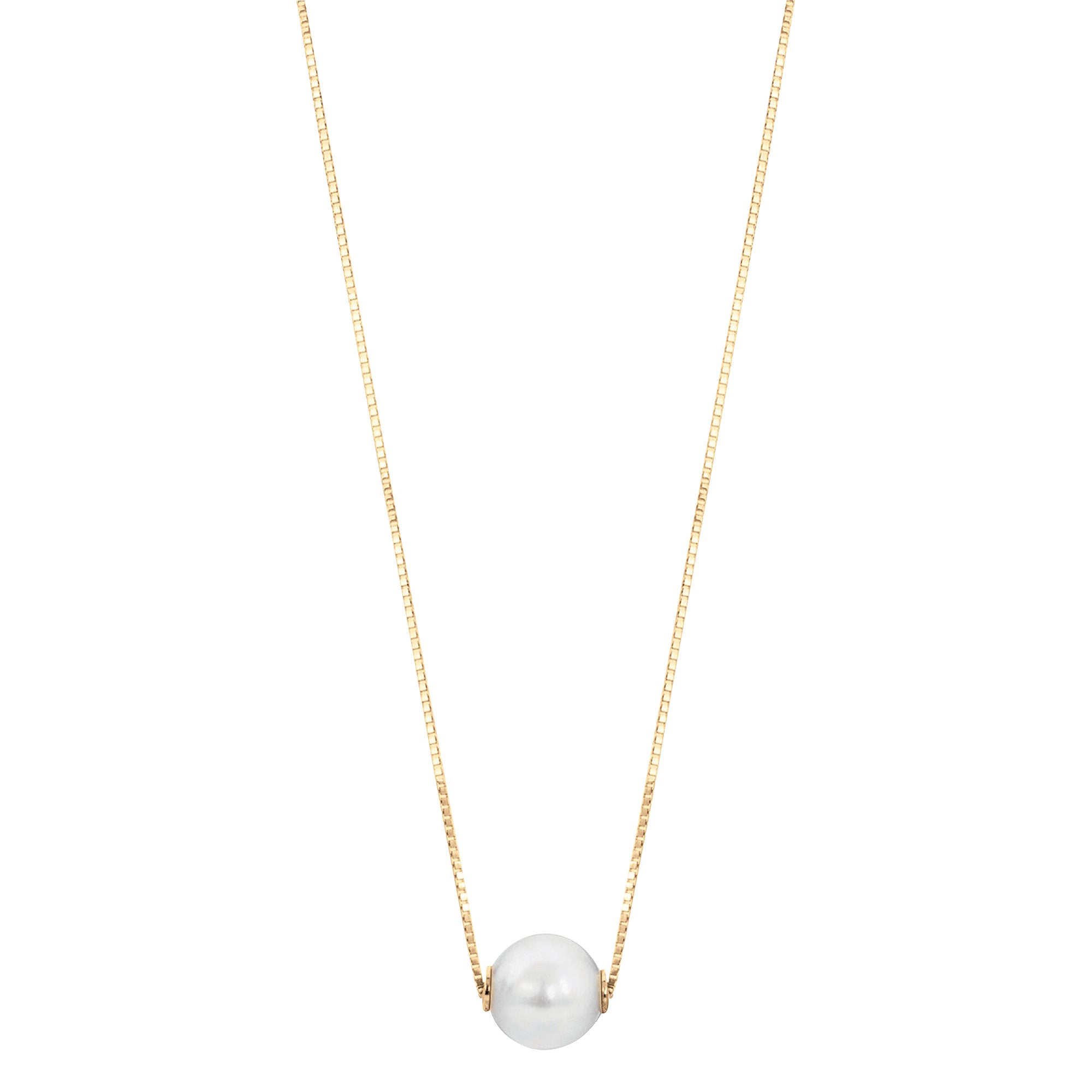 14KT Yellow Gold Akoya Pearl Solitaire Necklace