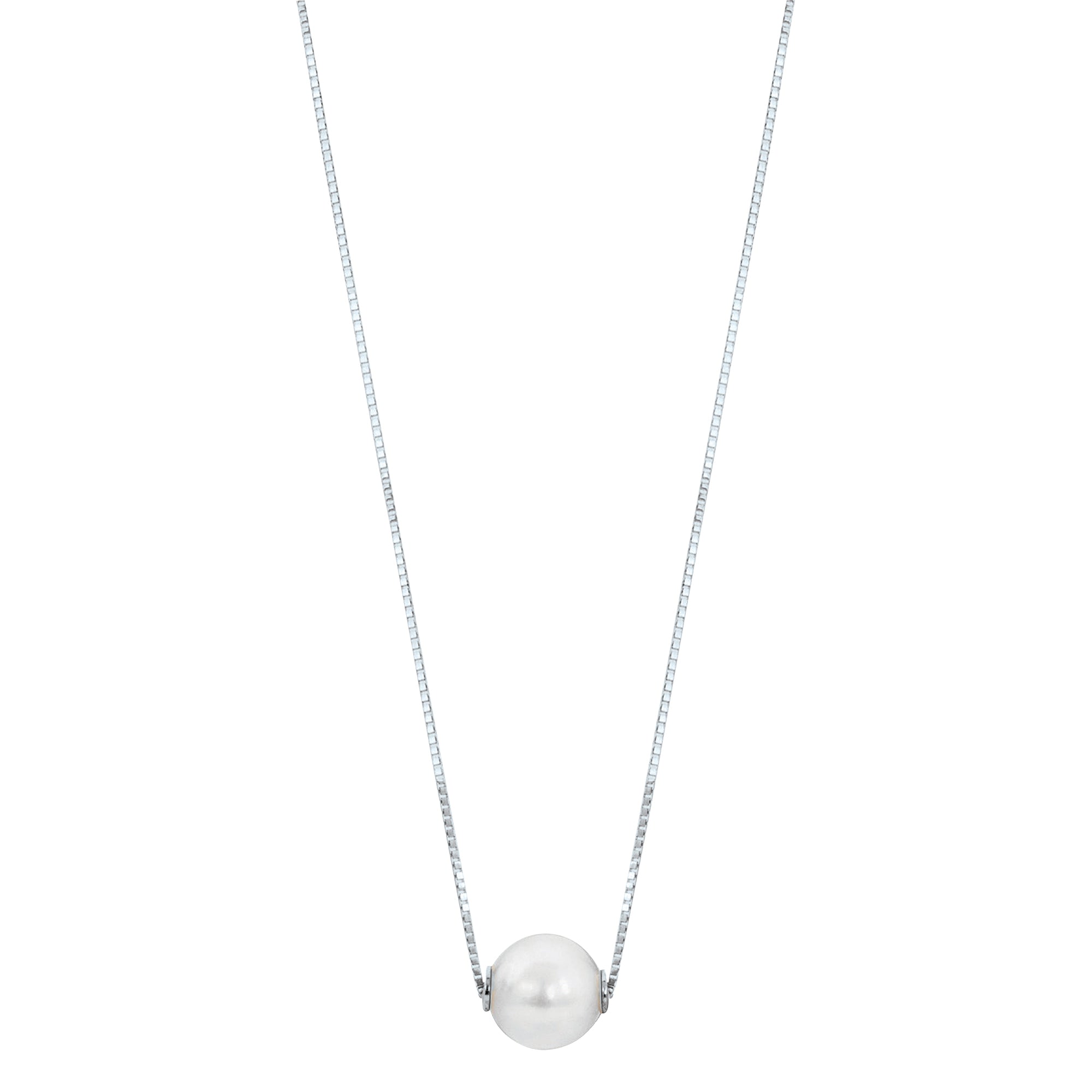 14KT White Gold Akoya Pearl Solitaire Necklace