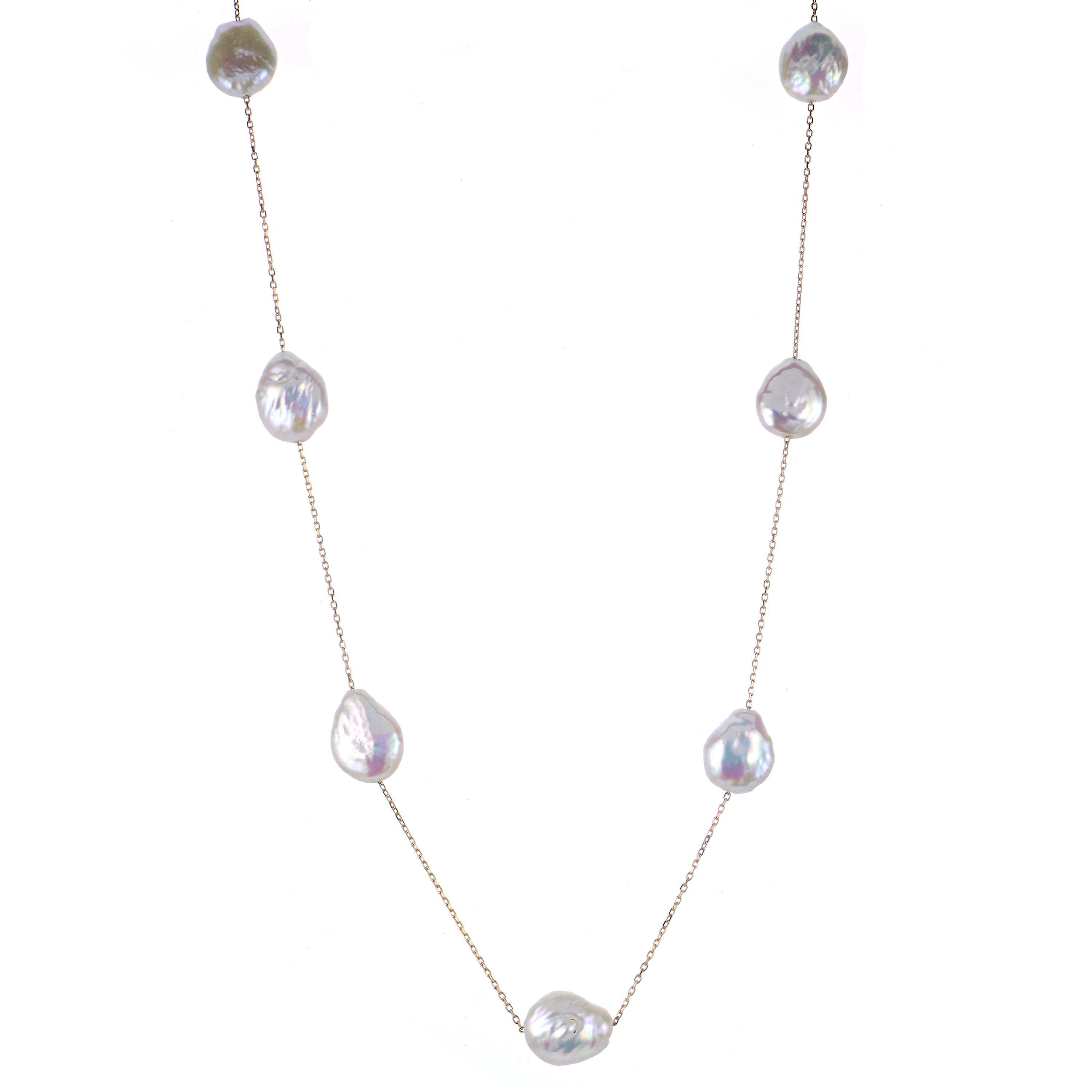 14KT Yellow Gold Freshwater Keshi Pearl Necklace