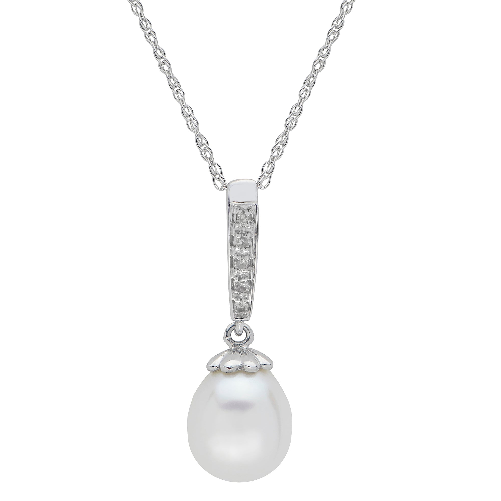 14KT White Gold Freshwater Pearl Pendant