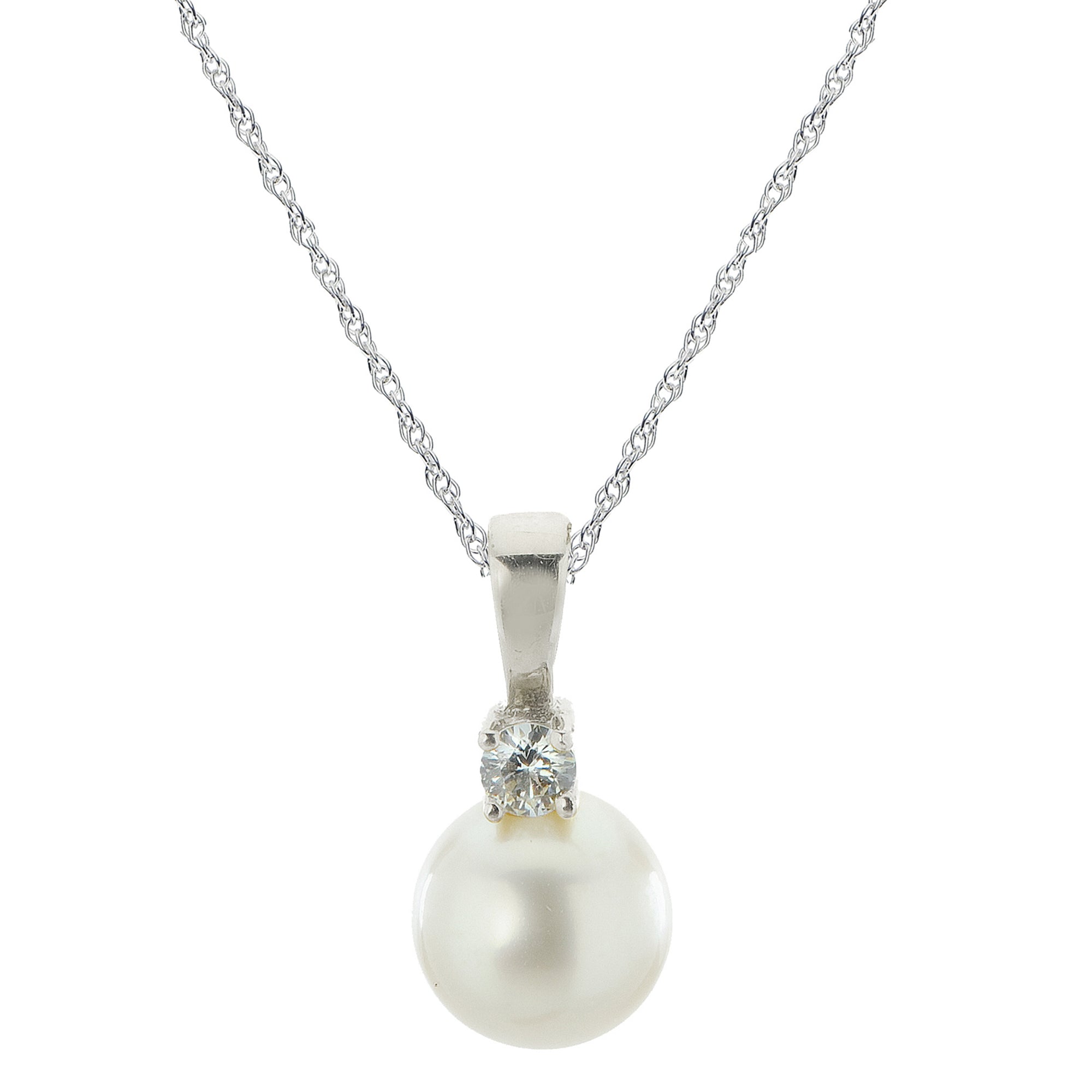 14KT White Gold Freshwater Pearl Pendant