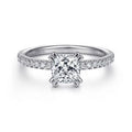 14K White Gold Cushion Cut Diamond Engagement Ring