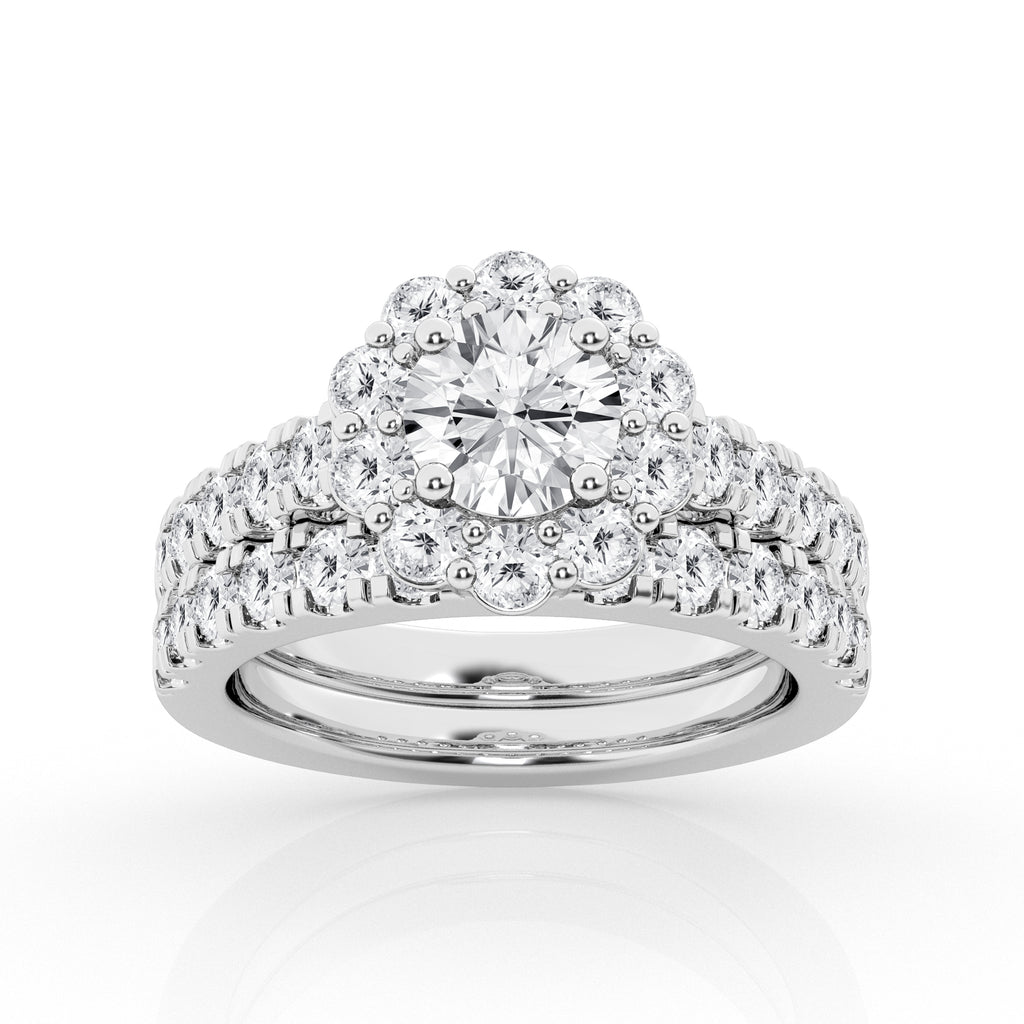 14K White Gold Lab Diamond Celestial Halo Engagement Ring