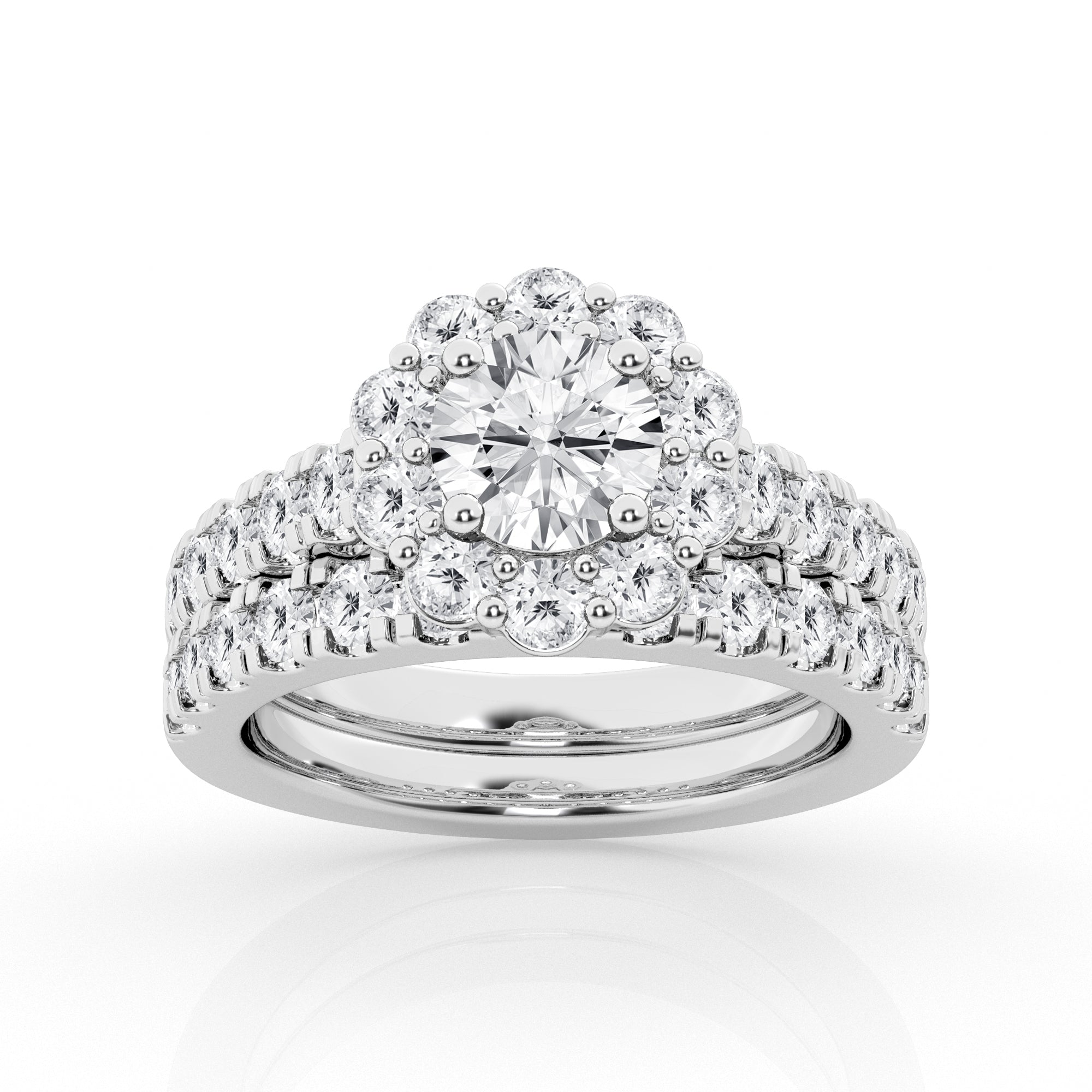 14K White Gold Lab Diamond Celestial Halo Engagement Ring