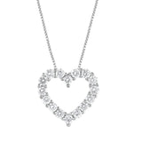 14K White Gold Lab Diamond Heart Pendant Necklace