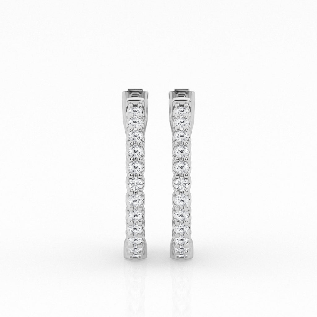 14K White Gold Lab Diamond Round Hoop Earrings