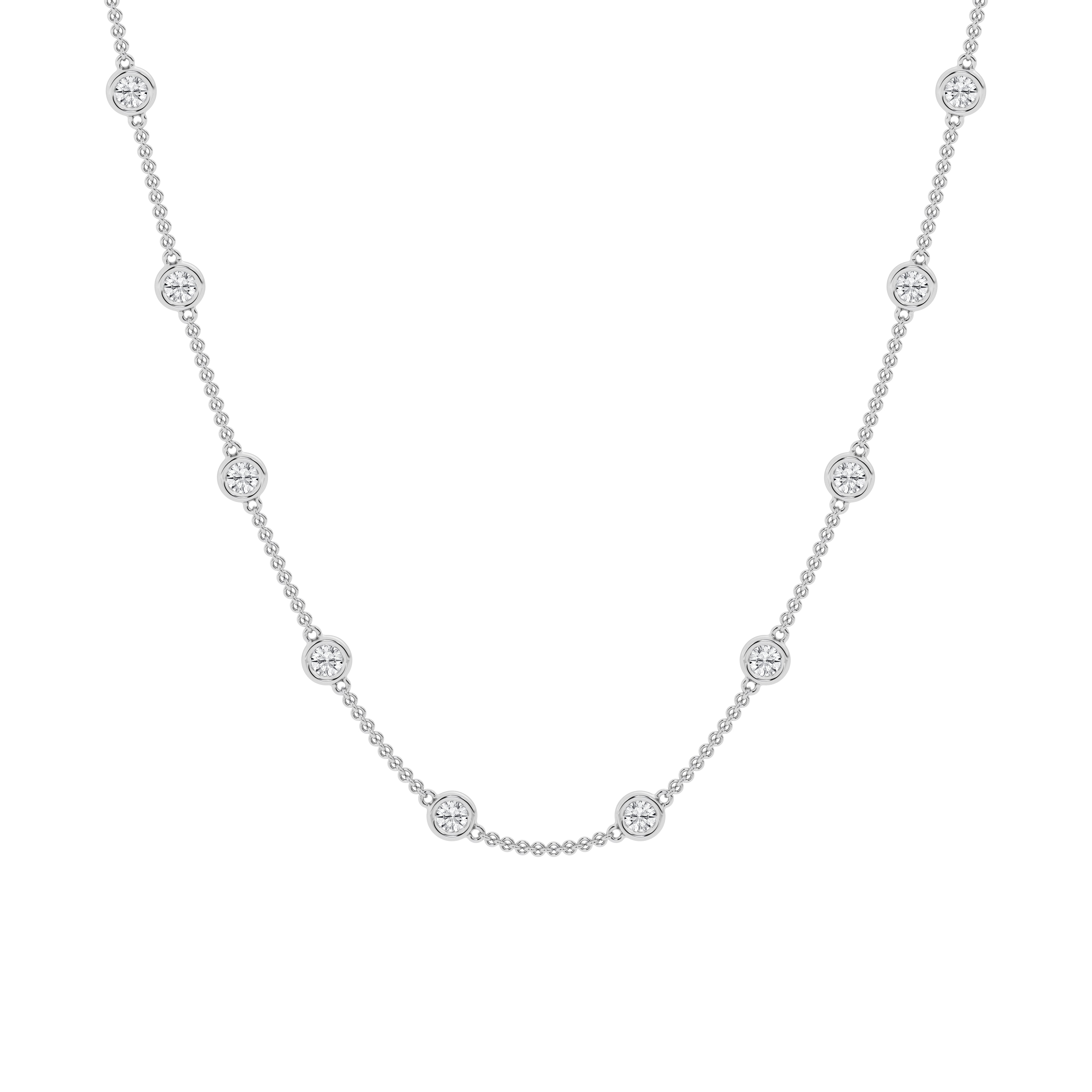 14K Yellow Gold Lab Diamond Stationed Necklace