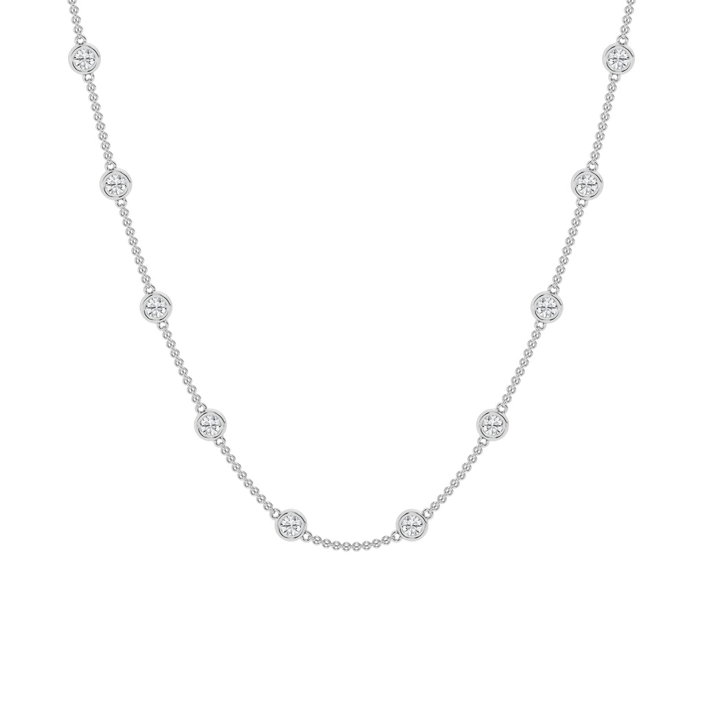 14K Yellow Gold Lab Diamond Stationed Necklace