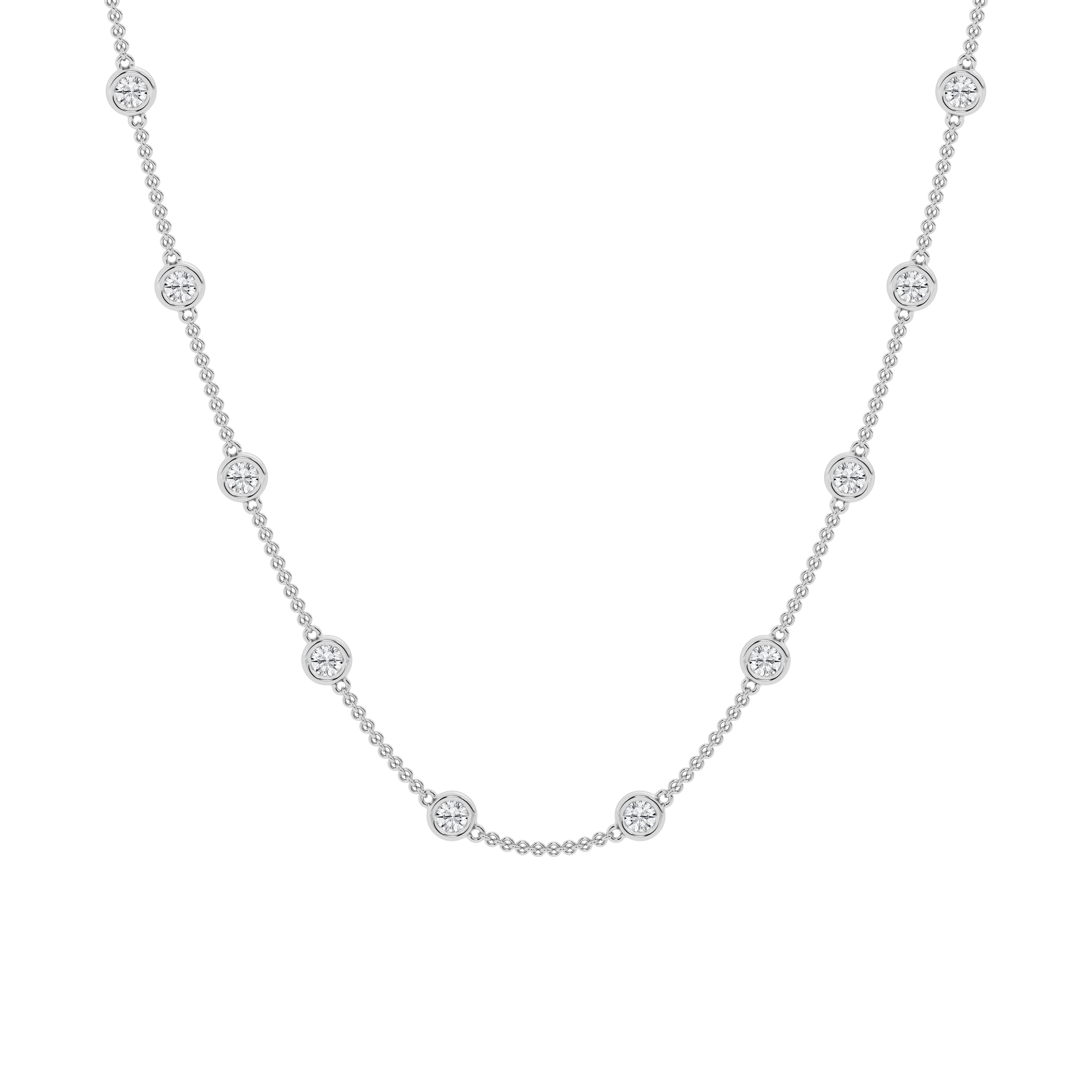 14K Yellow Gold Lab Diamond Stationed Necklace