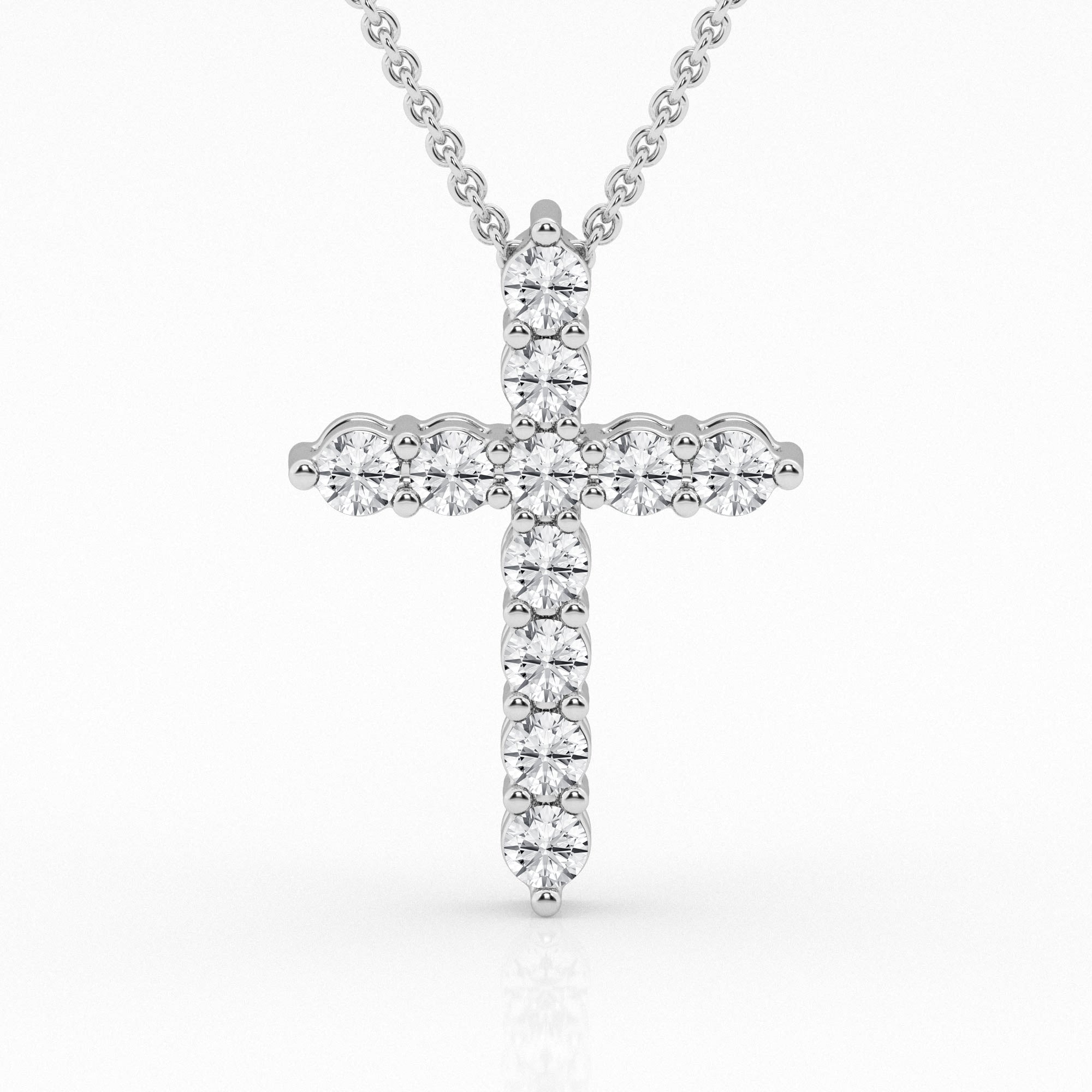 14K White Gold Lab Diamond Cross Pendant Necklace