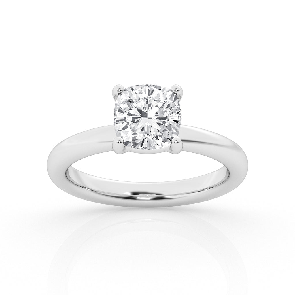14K White Gold 1.5ct Cushion Lab Diamond Solitaire Ring