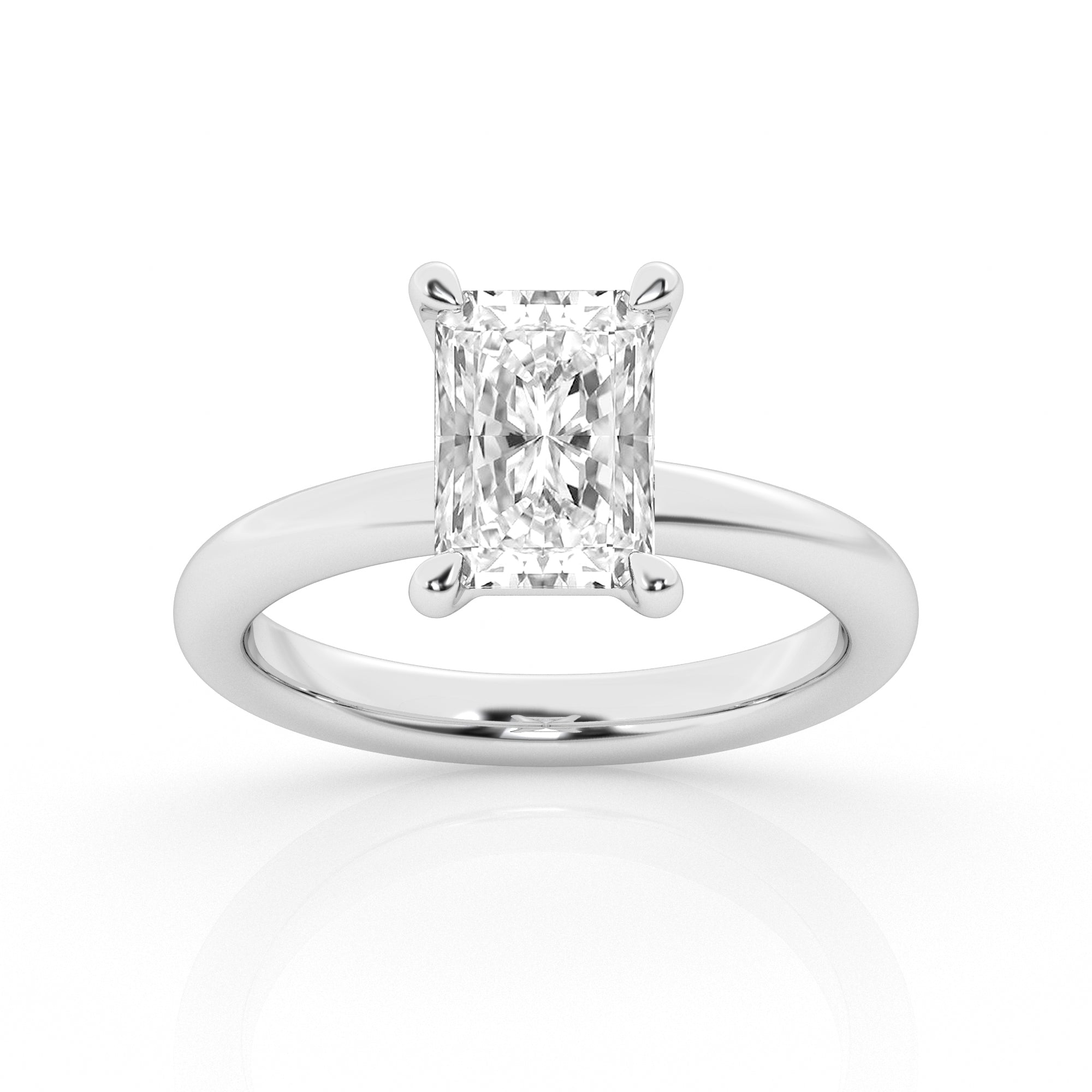 14K White Gold 3ct Radiant Lab Diamond Solitaire Ring