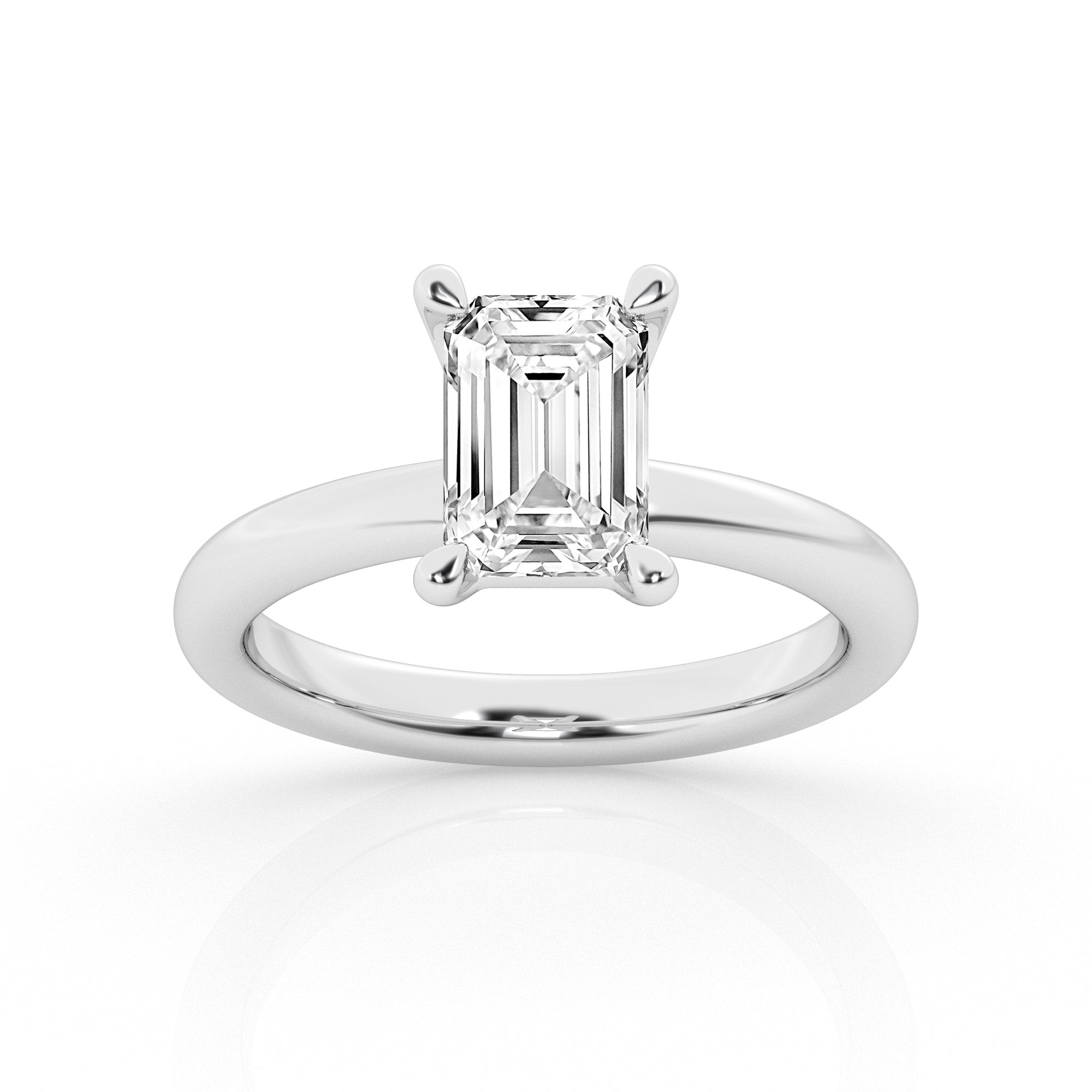 14K White Gold 1.5ct Emerald Cut Lab Diamond Solitaire Ring