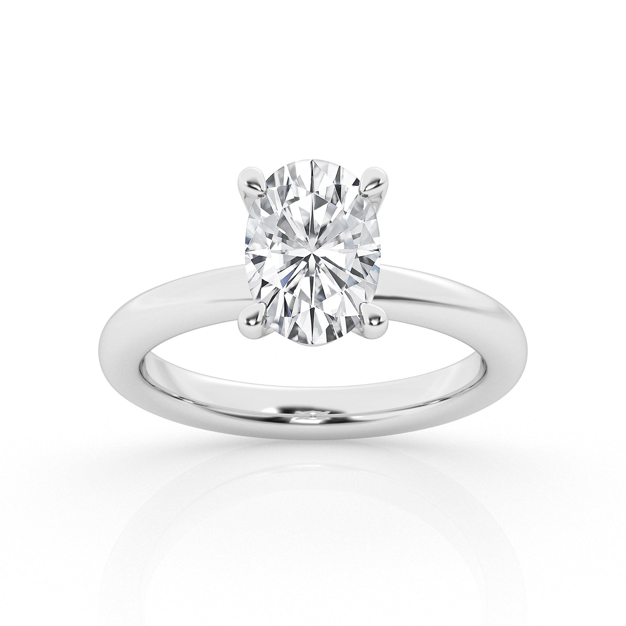 14K White Gold 4ct Oval Lab Diamond Solitaire Ring