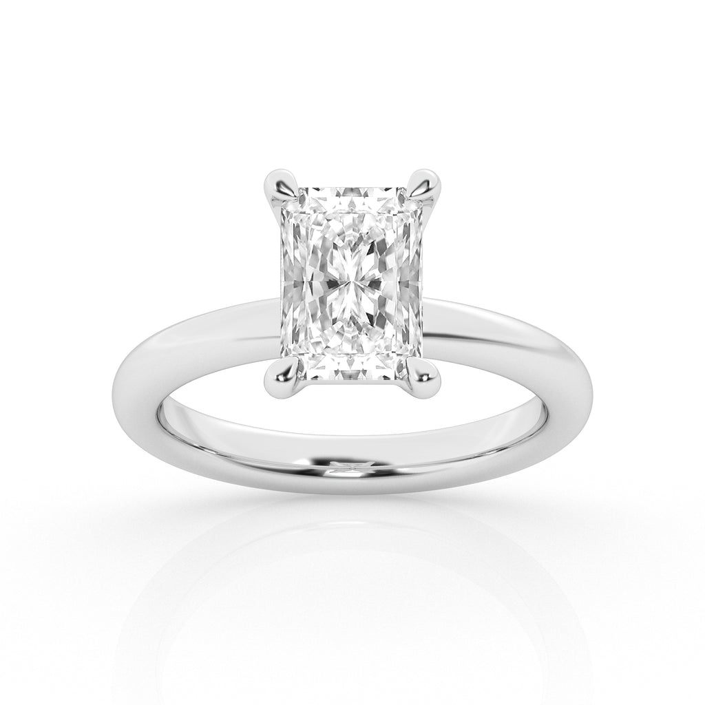 14K White Gold 4ct Radiant Lab Diamond Solitaire Ring