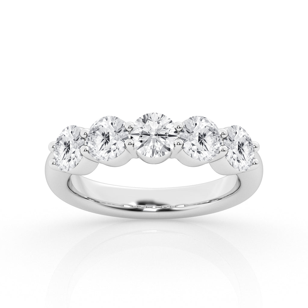 14K White Gold 2.0 ct Lab Diamond 5-Stone Engagement Ring