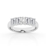 14K White Gold Emerald Cut Lab Diamond 5-Stone Ring