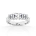 14K White Gold Emerald Cut Lab Diamond 5-Stone Ring