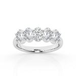 14K White Gold 2ct Lab Diamond Oval 5-Stone Engagement Ring