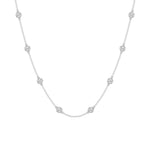 14K White Gold Lab Diamond Station Necklace - 2ctw