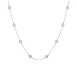14K White Gold Lab Diamond Station Necklace - 2ctw