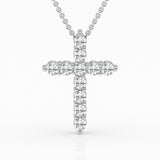 14K White Gold Lab Diamond Cross Pendant Brilliance