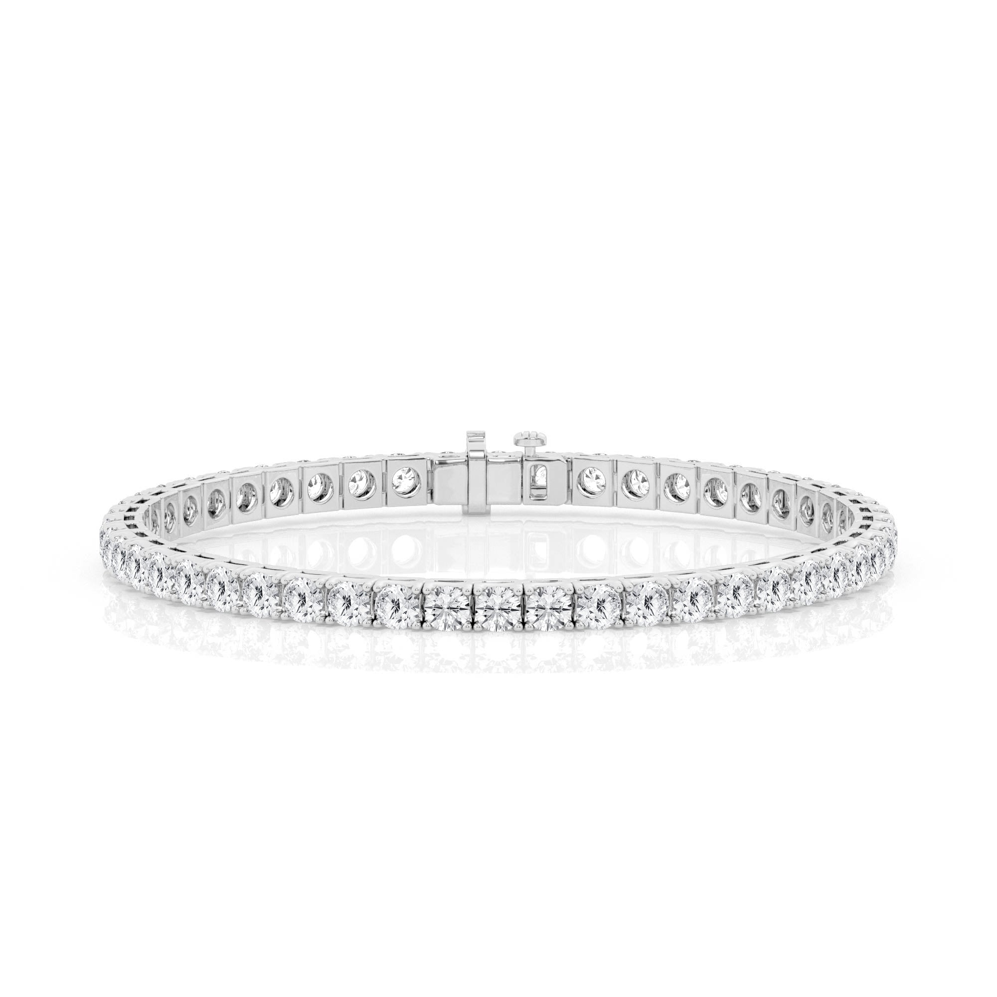 14K White Gold Lab Diamond Round Tennis Bracelet