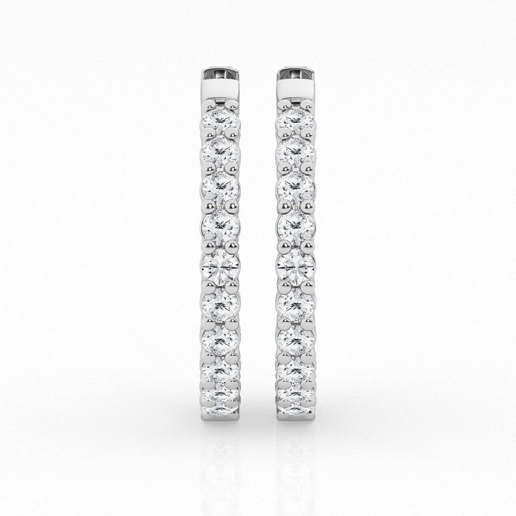 14K White Gold Lab Diamond Hoop Earrings (3.00 ctw)