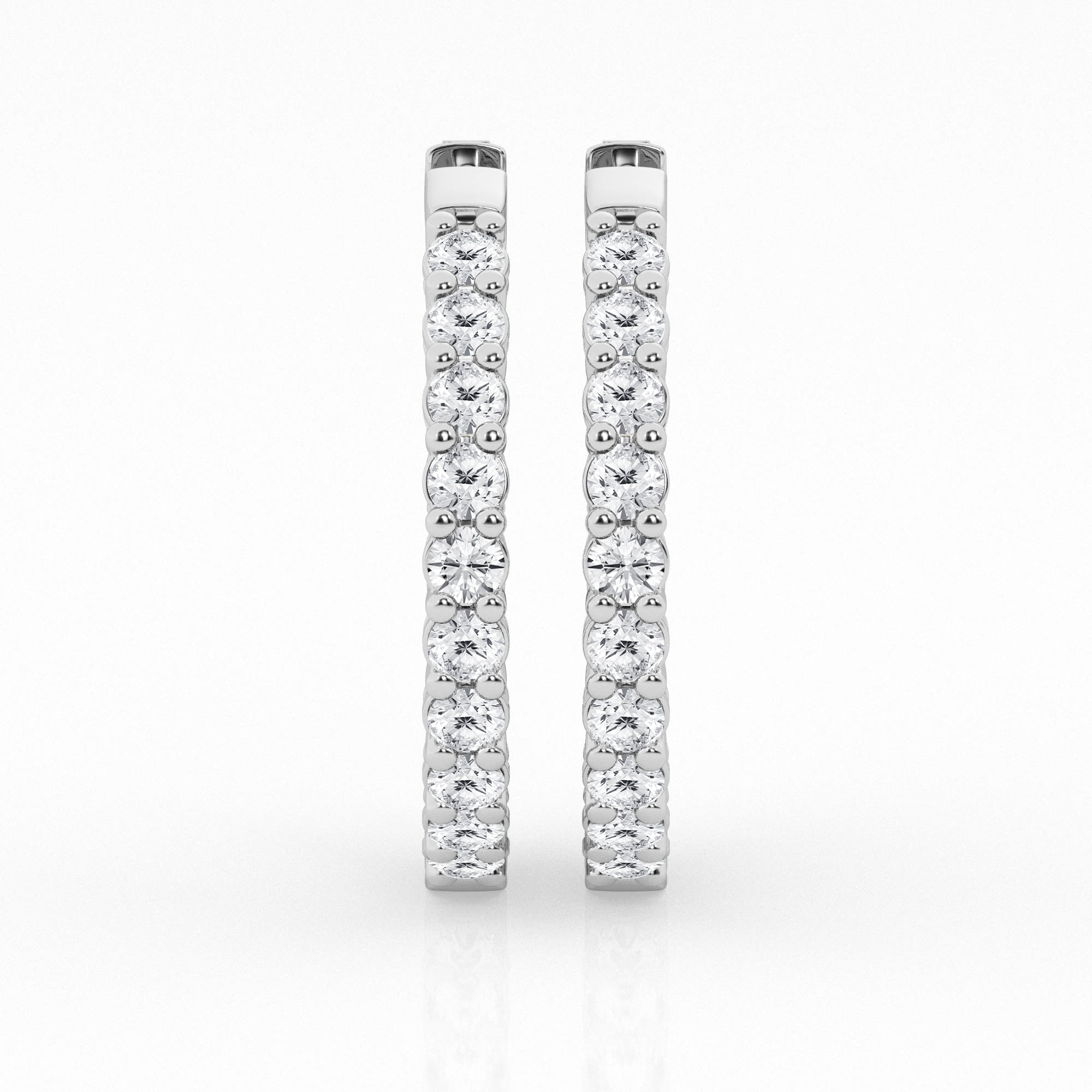 14K White Gold Lab Diamond Hoop Earrings (3.00 ctw)