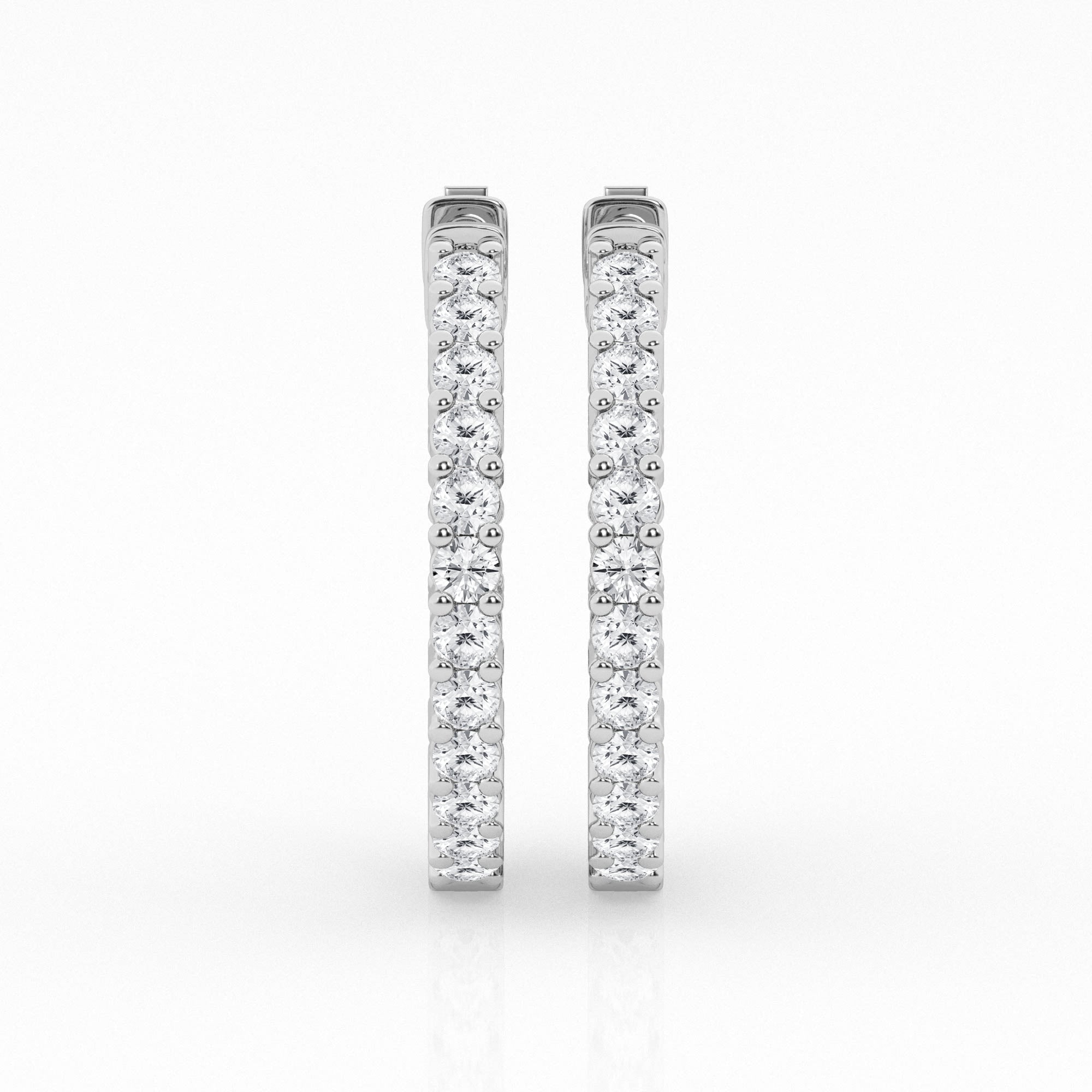 14K White Gold Round Lab Diamond Hoop Earrings