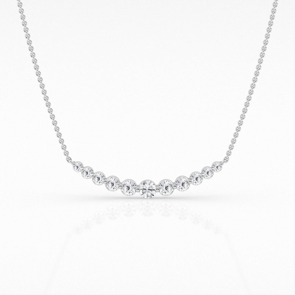 14K White Gold Lab Diamond Smile Pendant Necklace