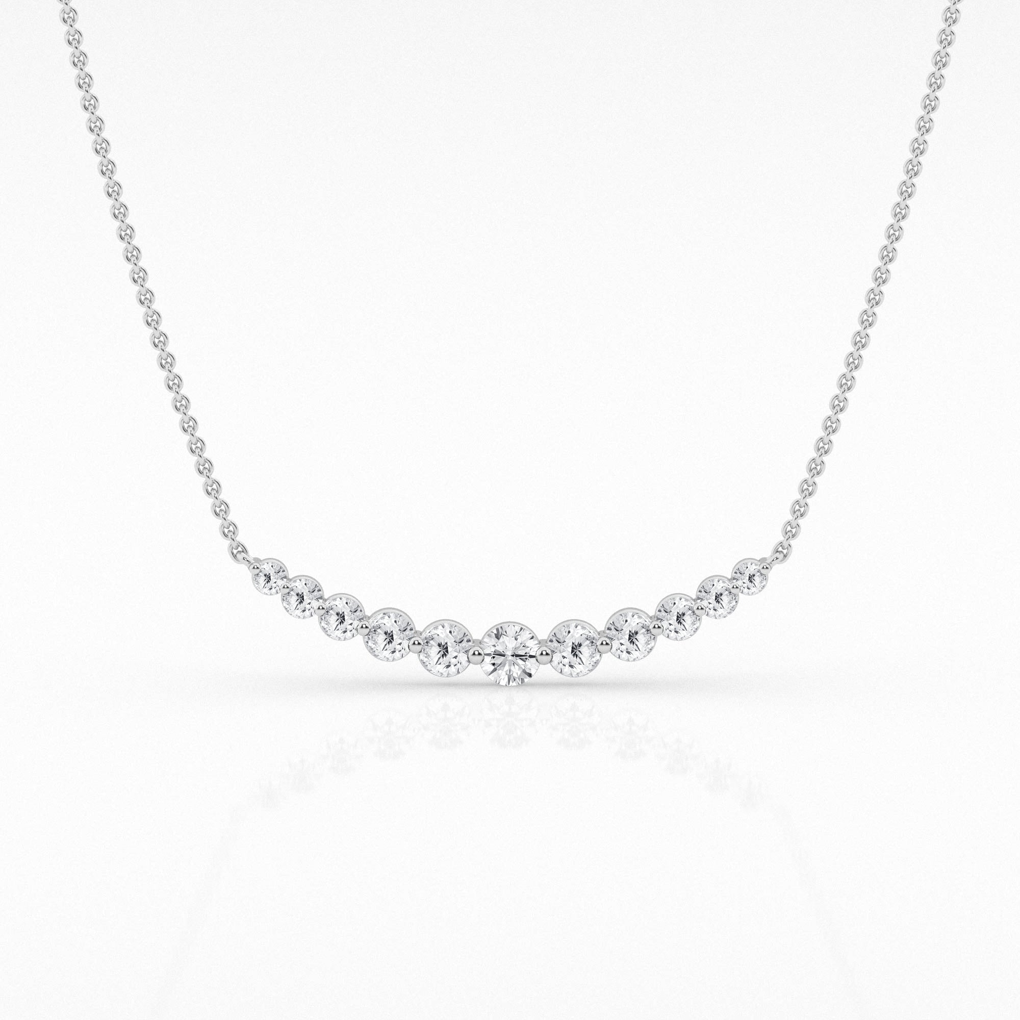 14K White Gold Lab Diamond Smile Pendant Necklace